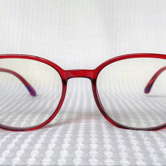 Blue Light Blocking Glasses - Red/Clear Frames - Small - Amelia - Picture 2 of 4